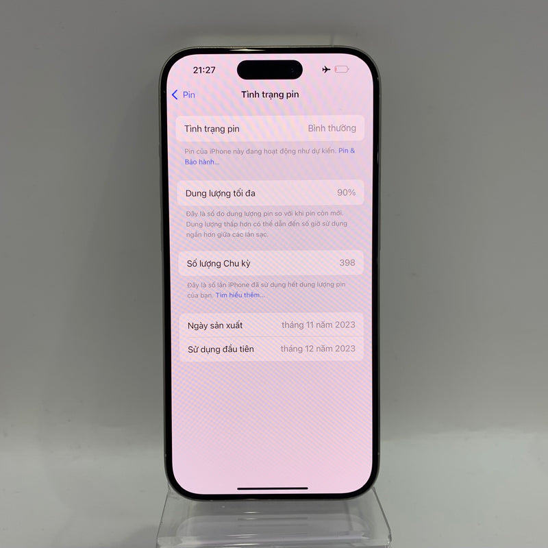 iPhone 15 Pro 128GB White 98% battery 90% International Apple - HH6962 