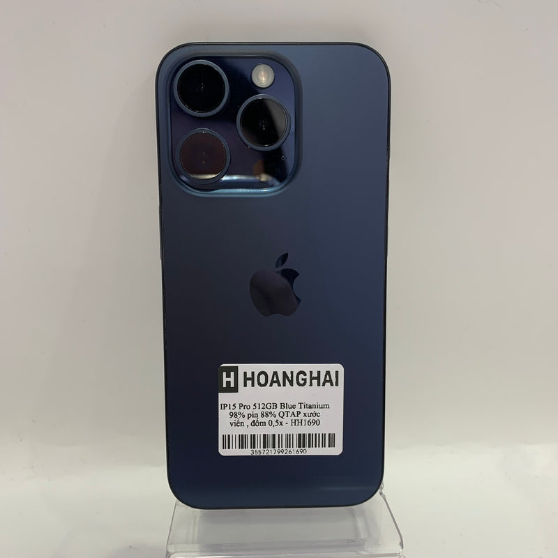 iPhone 15 Pro 512GB Blue 98% battery 88% Apple International (scratches on edges, 0.5x spots) - HH1690 