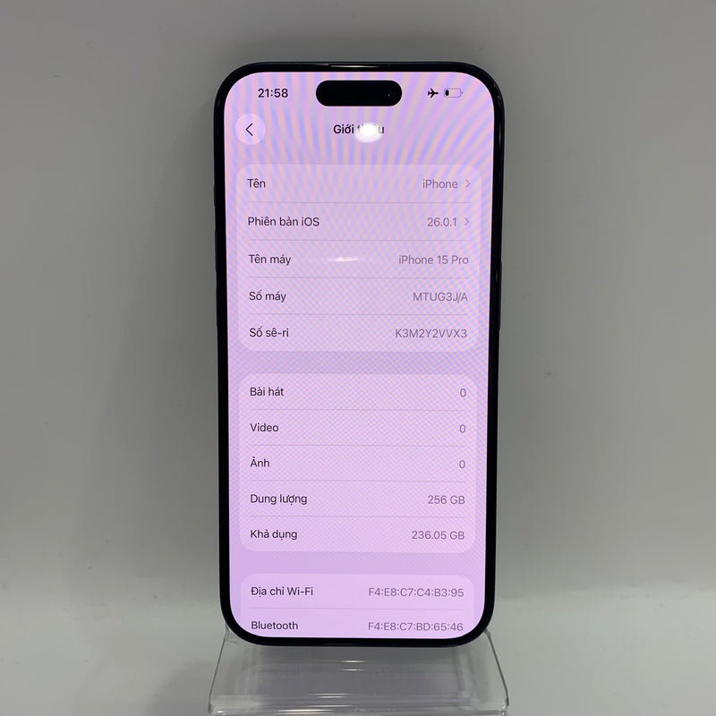 iPhone 15 Pro 256GB Blue 98% battery 89% International from SB (No SB sim) - HH7162 