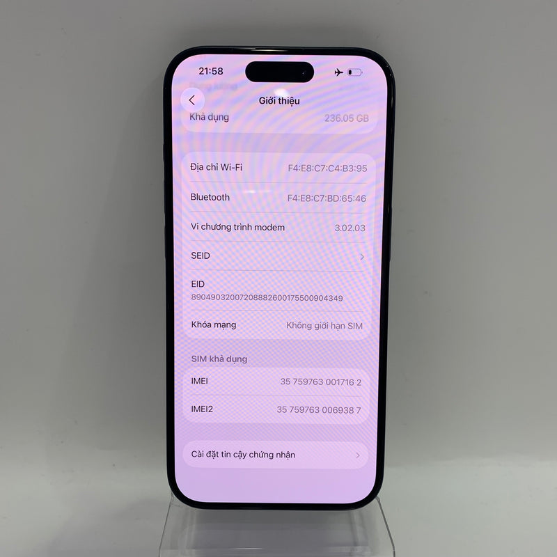 iPhone 15 Pro 256GB Blue 98% battery 89% International from SB (No SB sim) - HH7162 