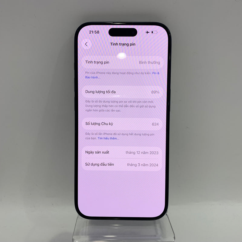 iPhone 15 Pro 256GB Blue 98% battery 89% International from SB (No SB sim) - HH7162 