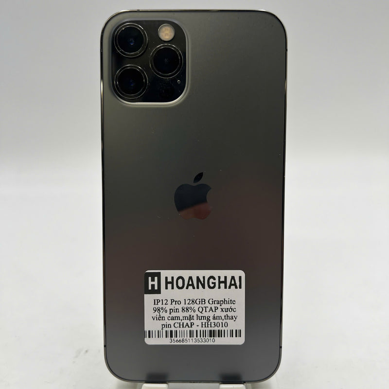 iPhone 12 Pro 128GB Black 98% battery 88% Apple International (scratched orange border, dark back, genuine Apple battery replacement) - HH3010 