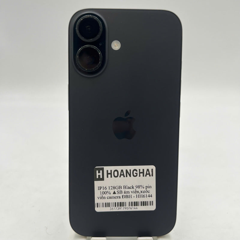 iPhone 16 128GB Black 98% battery 100% International warranty from SB (No SB sim - dark edges, scratches on camera edge) - HH6144 