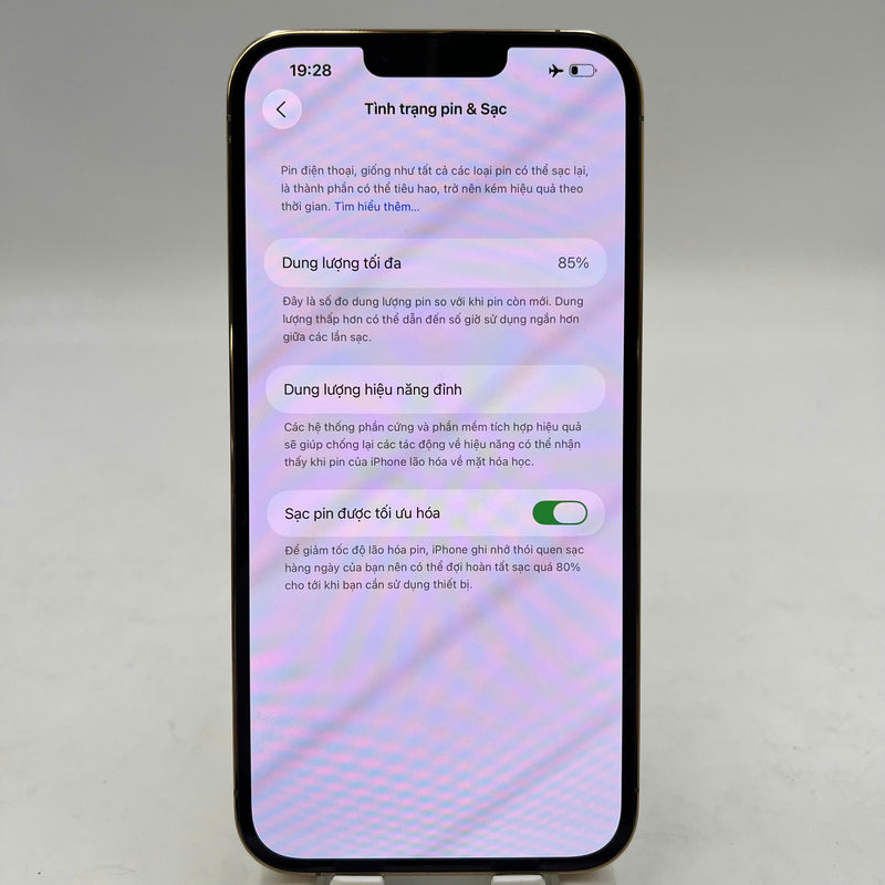 iPhone 13 Pro Max 128GB Gold 98% battery 85% International from SB (No SB sim - 0.5x spot) - HH4010 