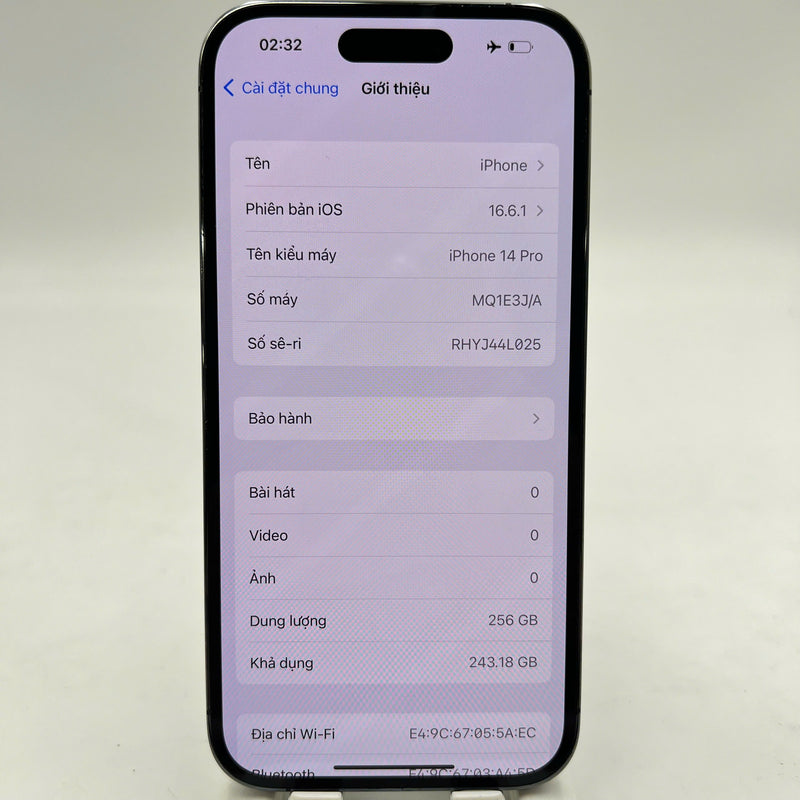 iPhone 14 Pro 256GB Purple 98% battery 87% Apple International (scratched paint on the edge) - HH0593 