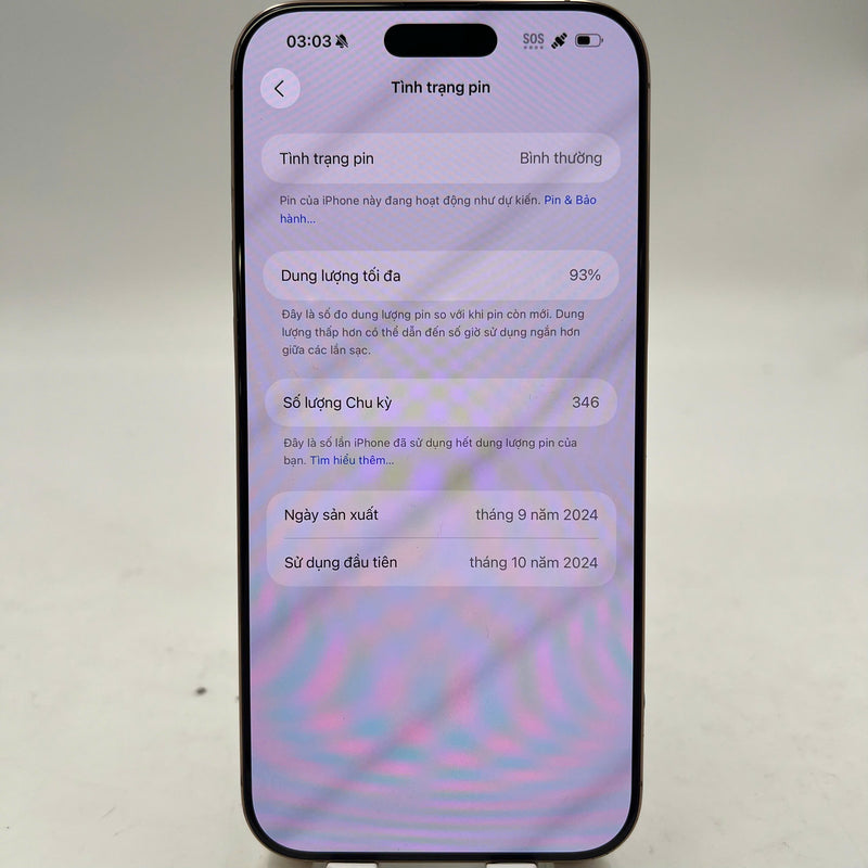 iPhone 16 Pro Max 256GB Desert Gold 98% battery 93% International Apple (chipped edges, 0.5x camera spots) - HH8171 