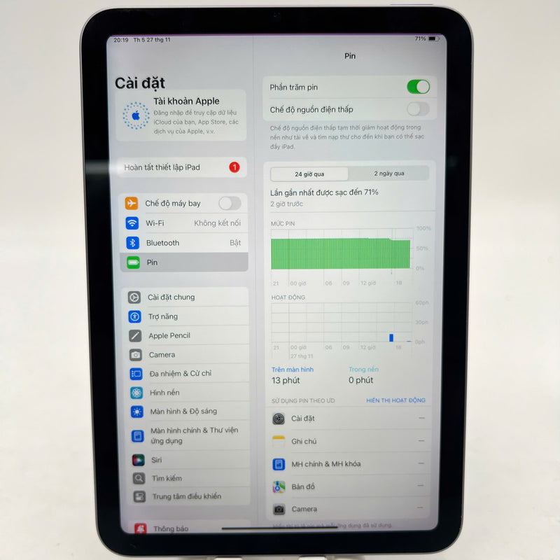 iPad Mini 6 8.3in 256GB Purple Wifi 98% Battery 93% (screen stripes, dented edges) 