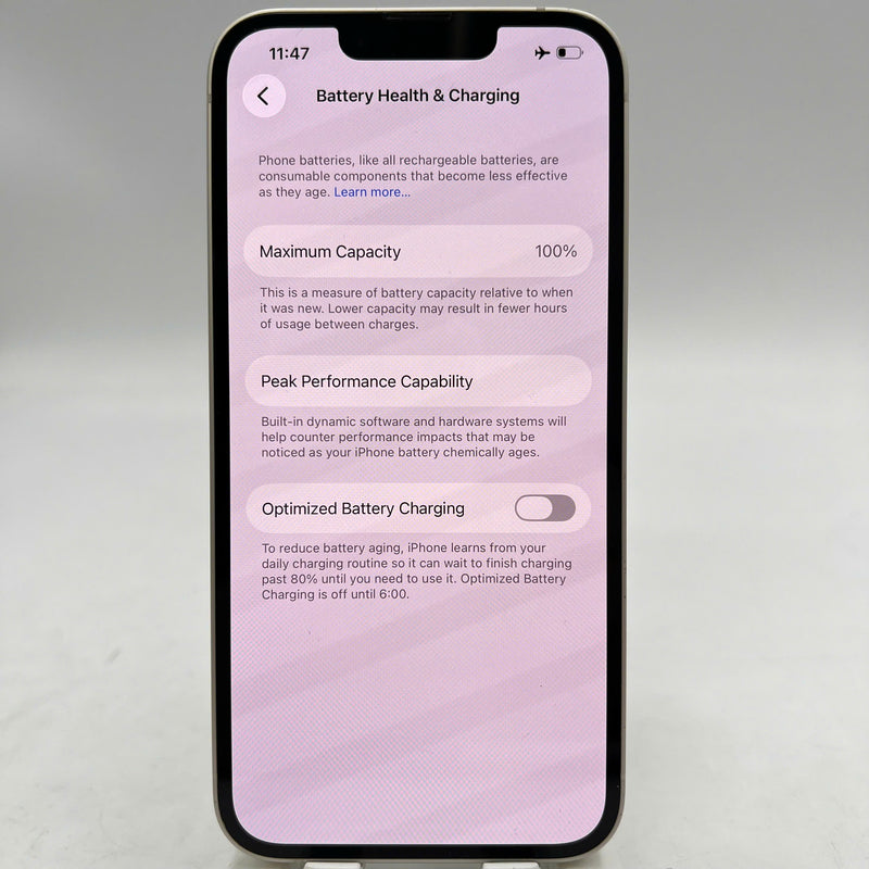 iPhone 14 128GB White 98% battery 100% Apple International (Replaced battery, replaced back glass, scratched edges) - HH8807 