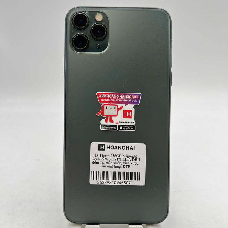 iPhone 11 Pro Max 256GB Green 97% battery 91% Warranty code LL/A (replaced battery, 1x spot, scratched screen, scratched edges, dark back) - HH5071 