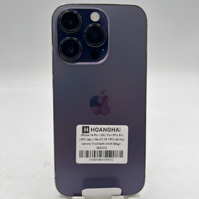 iPhone 14 Pro 128GB Purple 99% battery 100% CPO International Apple (charged 2 times, replaced genuine TrueDepth camera) - HH0532 