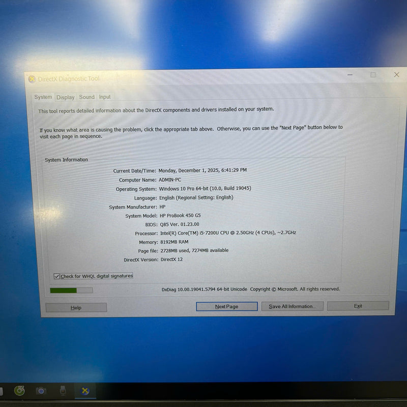 HP Probook 450 G5 15.6" Full HD i5 - 7200U/ 8GB RAM/ 256GB SSD BPTN Likenew 