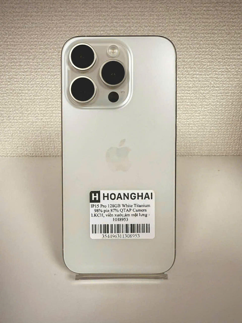 iPhone 15 Pro 128GB White 98% battery 87% Apple International (LKCH camera, scratched edges, dark back) - HH8953 
