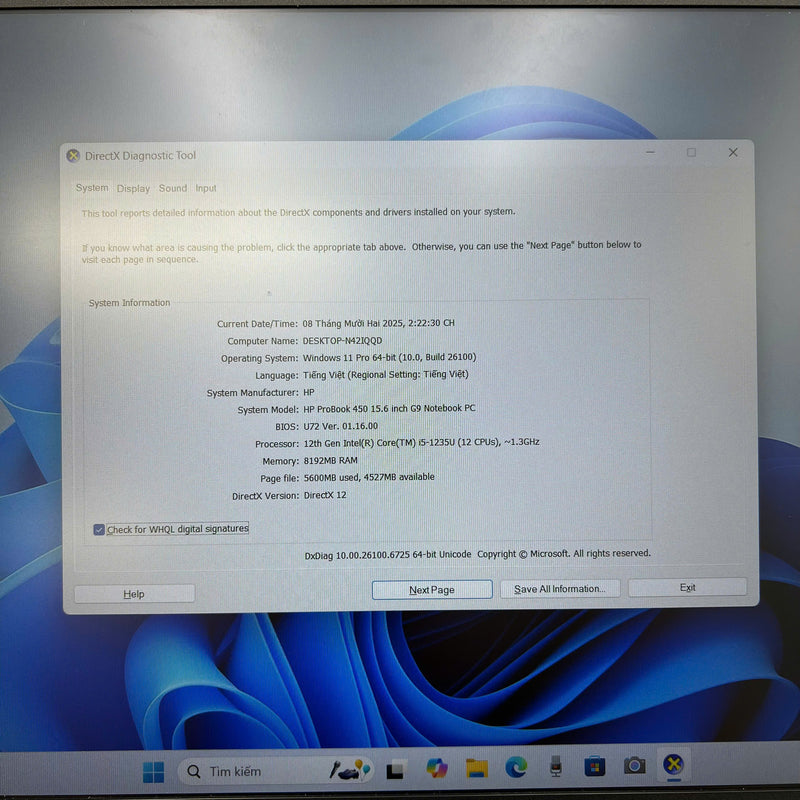 HP PROBOOK 450 G9 15.6" i5 - 1235U/ RAM 8GB/ SSD 256GB BPTN Likenew 