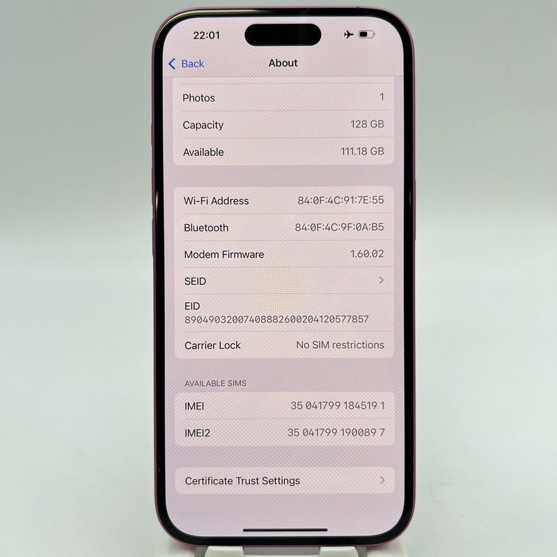iPhone 16 128GB Pink 100% International Warranty from SB (No SB sim) 