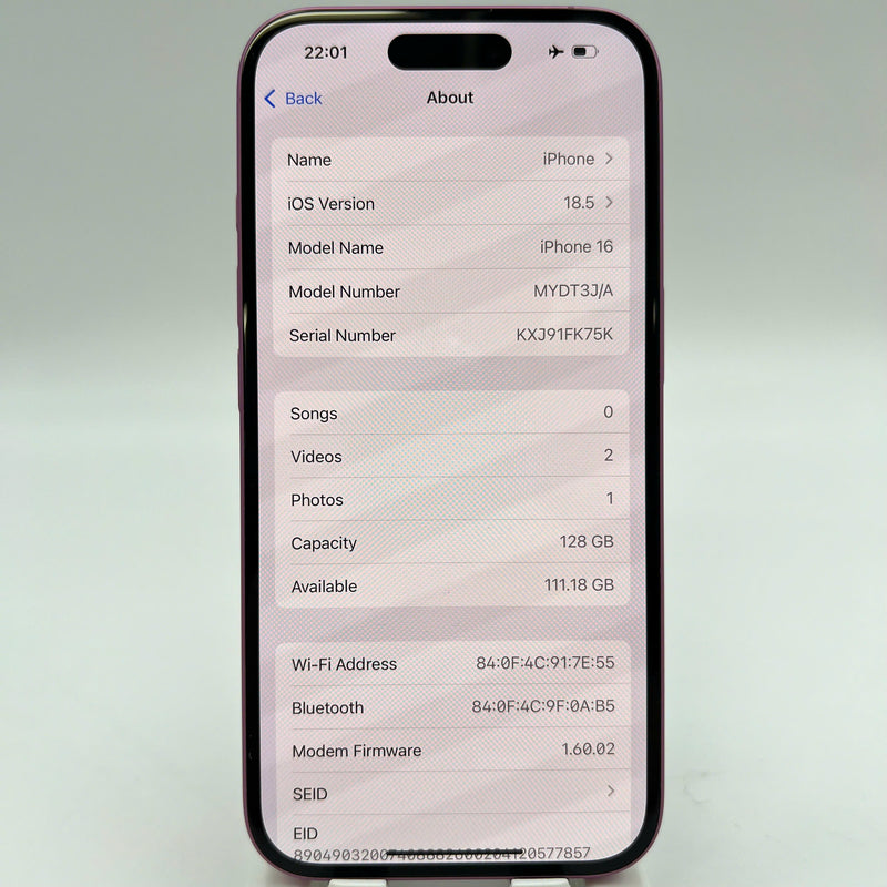 iPhone 16 128GB Pink 100% International Warranty from SB (No SB sim) 