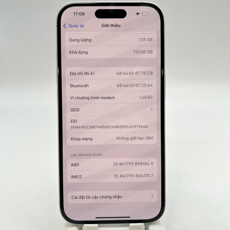 iPhone 16 128GB White 100% International Warranty from SB (No SB sim) 