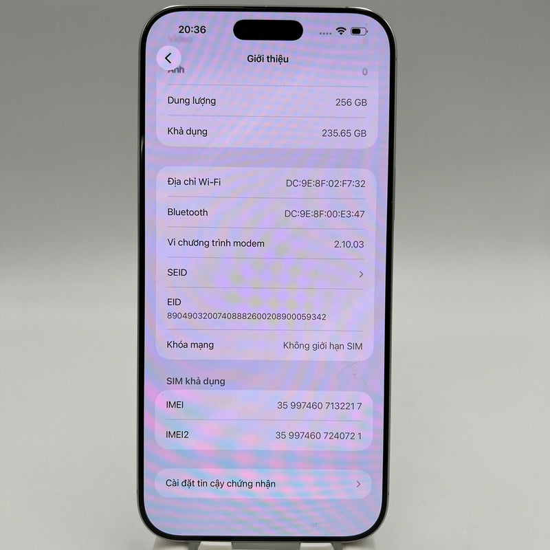 iPhone 16 Pro Max 256GB White 98% battery 100% International from SB (No SB sim - scratched screen, scratched edges) - HH0764 