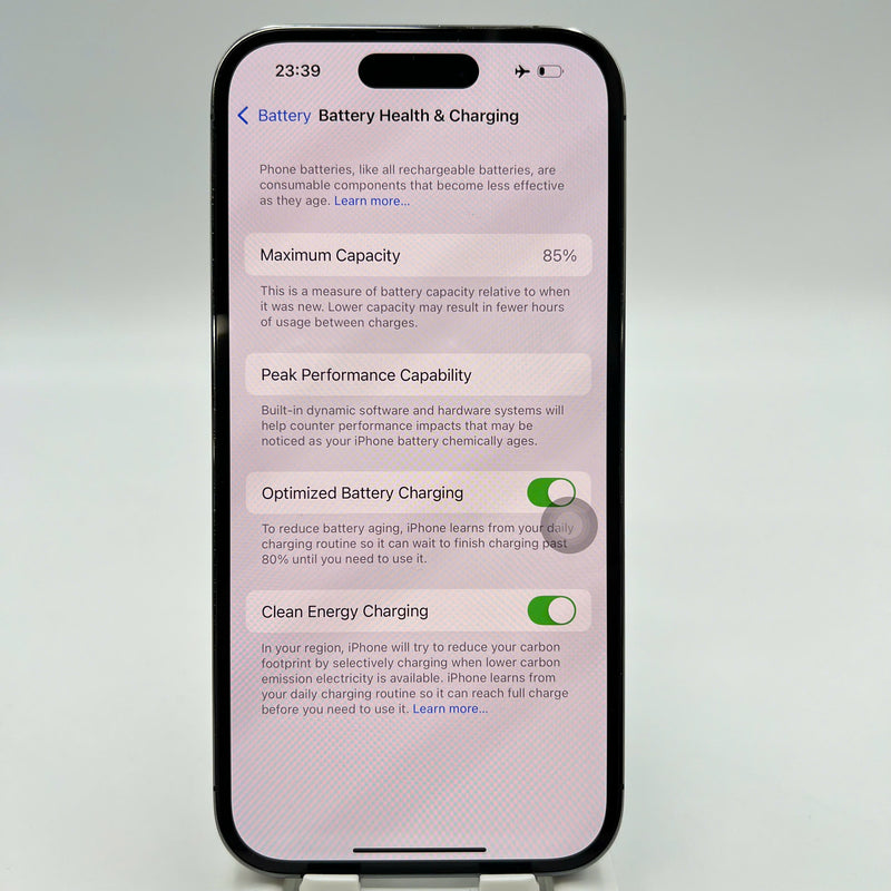 iPhone 14 Pro 128GB Silver 98% battery 85% International from SB (No SB sim - Replaced battery - Light scratches on the edge, 0.5x/3x spots) - HH3747 