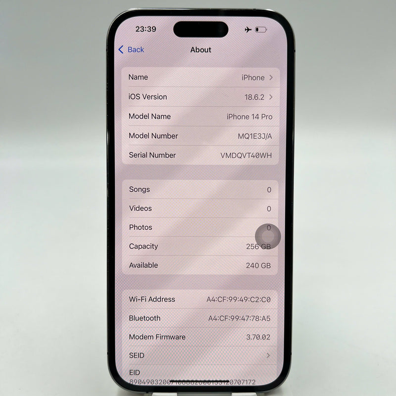 iPhone 14 Pro 128GB Silver 98% battery 85% International from SB (No SB sim - Replaced battery - Light scratches on the edge, 0.5x/3x spots) - HH3747 