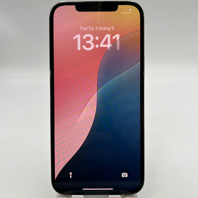 iPhone 12 Pro Max 128GB Black 98% battery 100% The device has paid all network fees and is used like Apple International (Battery replaced, dented, scratched edges, dark back) - HH0441 