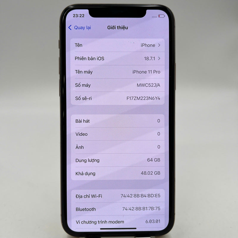 iPhone 11 Pro 64GB White 98% battery 87% The device has paid all network fees and is used like an Apple International (scratched edges and screen) - HH3531 