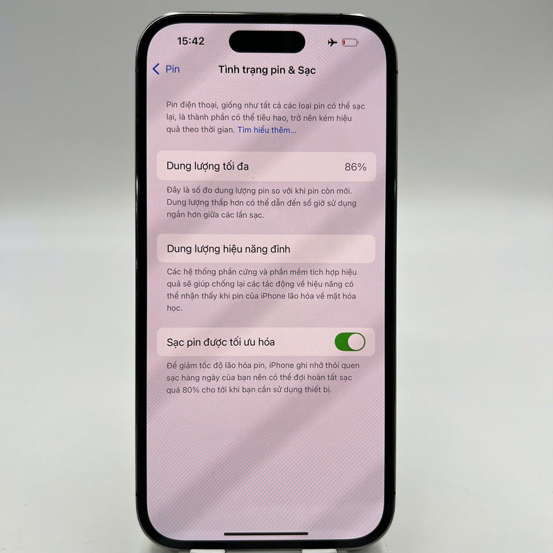 iPhone 14 Pro 128GB Silver 98% battery 85% International from SB (No SB sim - Replaced battery - Light scratches on the edge, 0.5x/3x spots) - HH3747 
