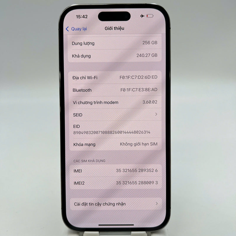 iPhone 14 Pro 128GB Silver 98% battery 85% International from SB (No SB sim - Replaced battery - Light scratches on the edge, 0.5x/3x spots) - HH3747 