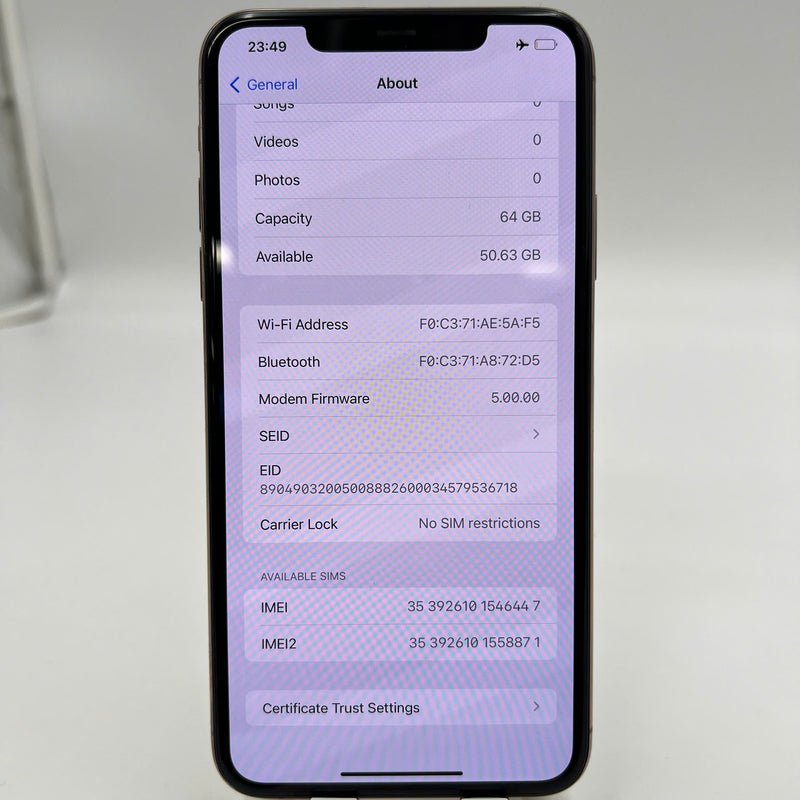 iPhone 11 Pro Max 64GB Gold 98% battery 100% The device has paid off all network fees and is used like Apple International (Replaced battery, 1x spot) - HH6048 
